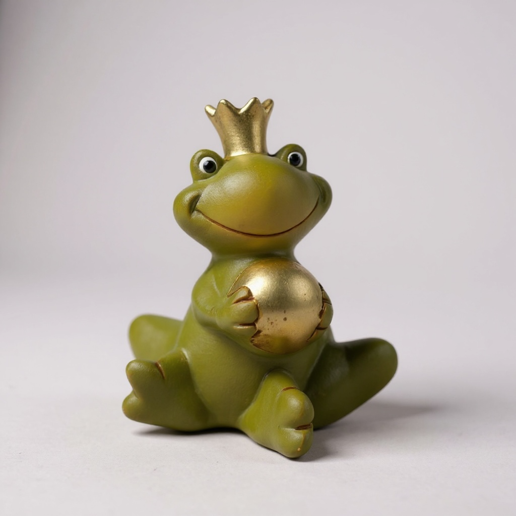 kikker bal in hand Beeldje groene kikker - Afbeelding 1