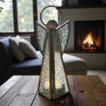 Messing engel theelichthouder – sfeervolle decoratie - gratis LED-lichtje - Afbeelding 3