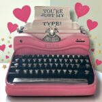 Roze typemachine beeld  “You’re just my type!” - Afbeelding 3