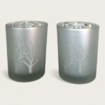 Set van 2 grijze waxinelichthouders met Led lampjes