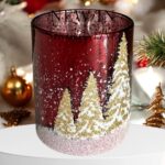 Waxinelichthouder rood boom glas