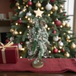 Decoratieve houten kerstboom met sneeuwlook en ster - Afbeelding 2