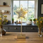Houten Kerstster met rendier en LED-verlichting H45 - Afbeelding 2
